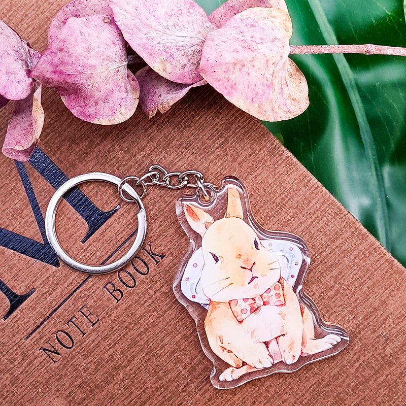 346 領結兔 Bow Tie Rabbit - 鑰匙圈/鑰匙包 - 塑膠 多色