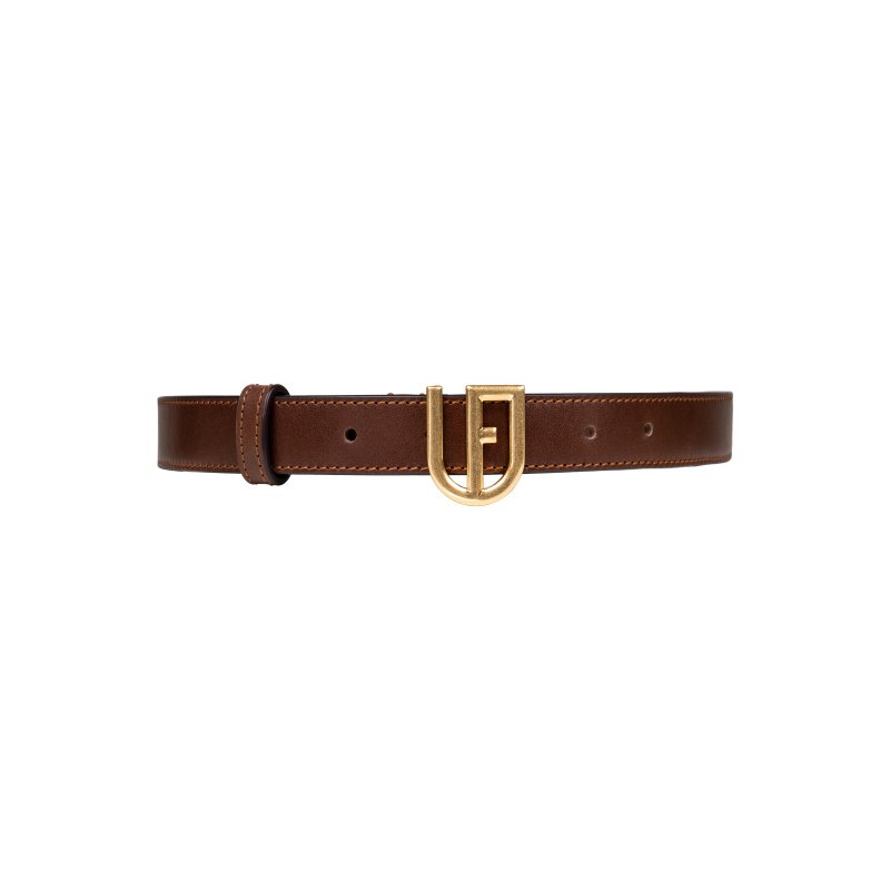 Shield Belt Full Grain Vegetable Tanned Calfskin American Vintage Style - Belts - Genuine Leather Brown