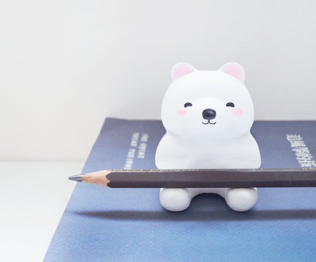 座っているおじさんかわいいシロクマ人形ペンホルダー文鎮装飾