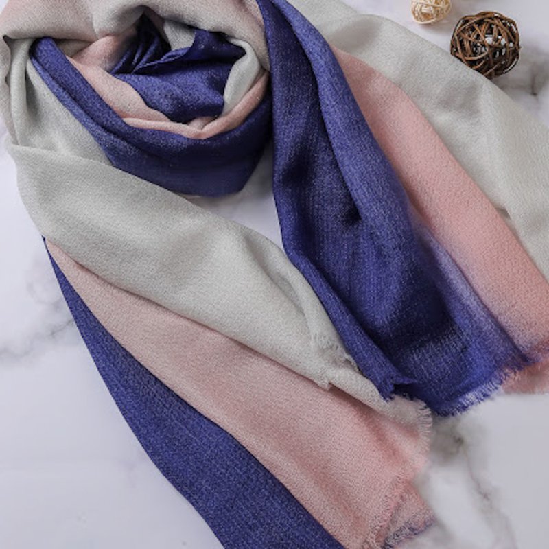 Cashmere cashmere scarf/shawl gradient ring velvet is suitable for all seasons - Knit Scarves & Wraps - Wool Gray