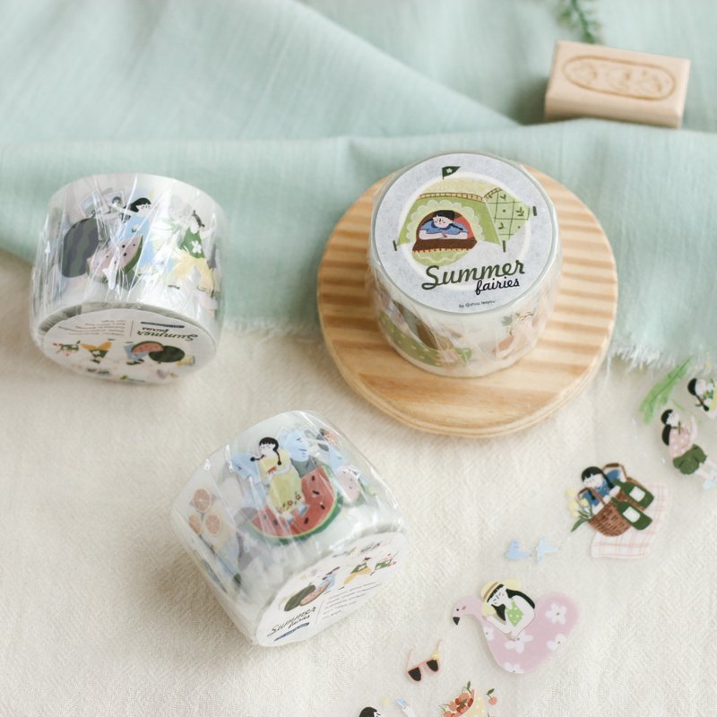 Summer Fairies | PET Tape Stickers by Teayoushop | Kiss-cut - มาสกิ้งเทป - พลาสติก สีน้ำเงิน