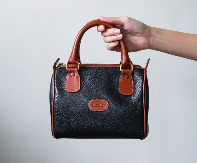 バッグ Vintage Bally leather Boston bag black Vintage Bally Black Leather Mini Boston Bag - Shop Folklore