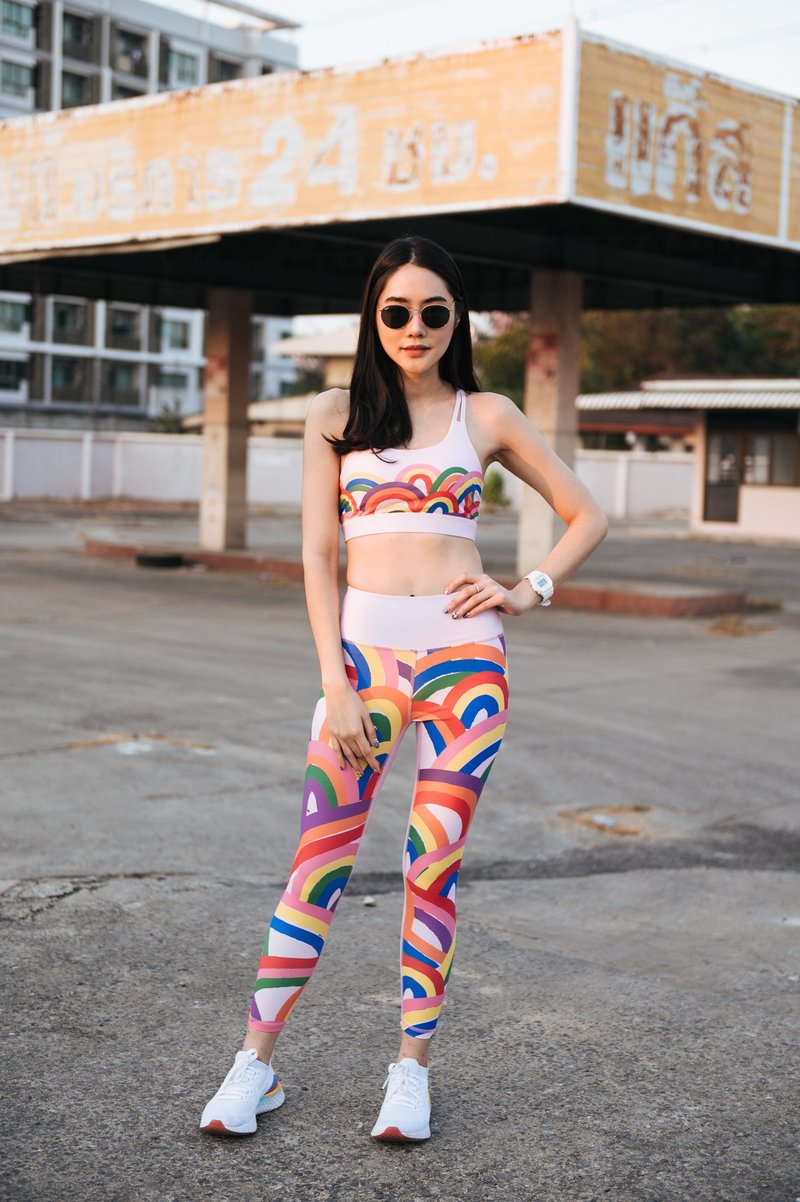 FreshLemonアクティブセット-レインボー（ピンク） - スポーツトップス - その他の化学繊維 