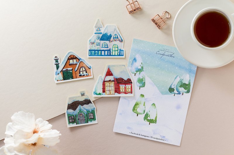 Winter limited / Kai Ruoruo town stickers package (a total of 4) - Stickers - Paper White