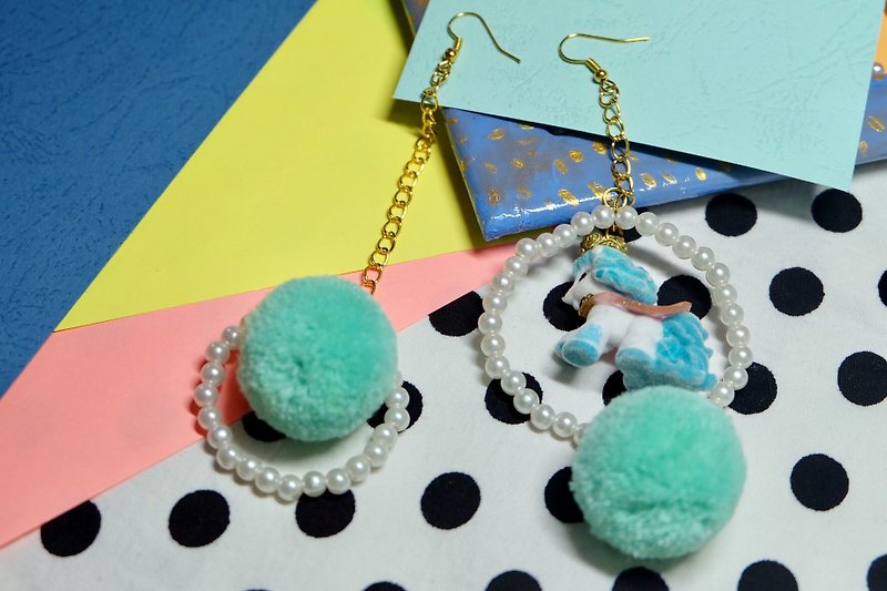 Remade doll hand earrings / babyhand /Harajuku/kawaii/ - Earrings & Clip-ons - Other Materials Blue