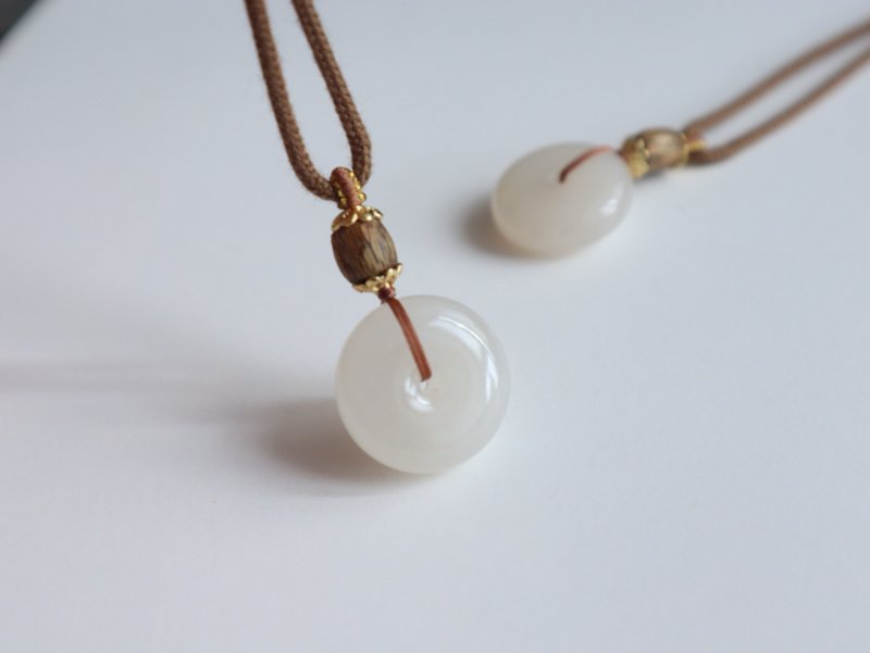 Natural Icy Base Lotus Root Pink Hetian Jade Ping An Buckle Pendant Necklace. Fresh and Elegant, Bringing Peace and Joy, Smooth Sailing and Worry-Free. - Necklaces - Jade 