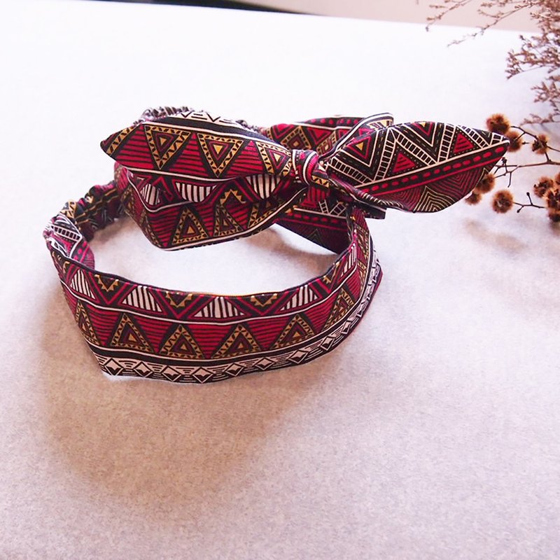 Totem style wide headband bow headband bridal headband - Hair Accessories - Polyester Red