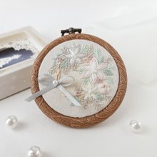 柔和淡彩色系 聖誕花圈刺繡畫框 聖誕裝飾