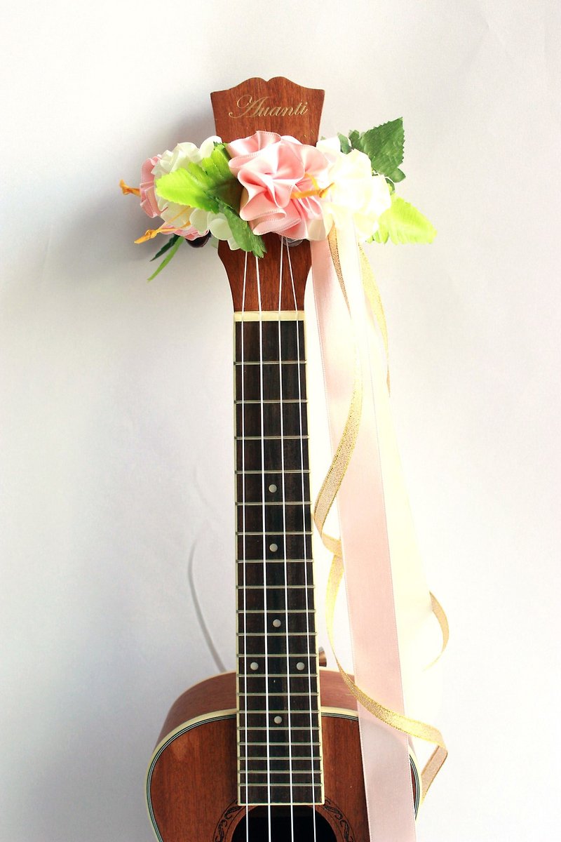 ukulele lei (hanging ribbon PW),ukulele accessories,ribbon lei,ukulele strap, - Guitar Accessories - Cotton & Hemp Pink