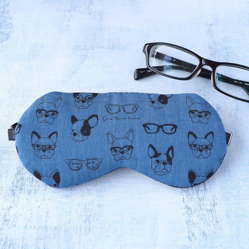 Smart Dog /Navy/ eye mask /travel/sleep mask/ - Eye Masks - Cotton & Hemp Blue