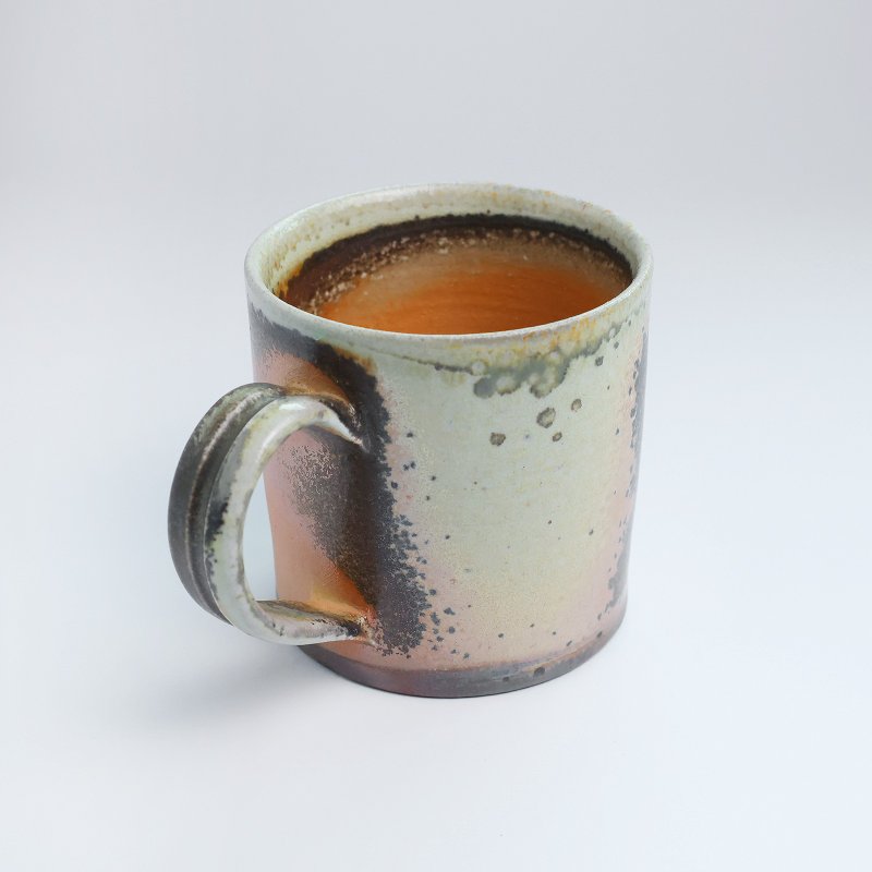 明芽窯 | 柴燒志野百變把杯 馬克杯 咖啡杯 杯子 陶杯 橘紅 H10 - 咖啡杯/馬克杯 - 陶 橘色