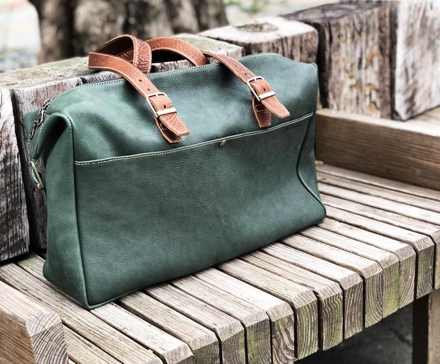 Handmade Leather Duffel Bag Vegetable Tanned Leather Bag 