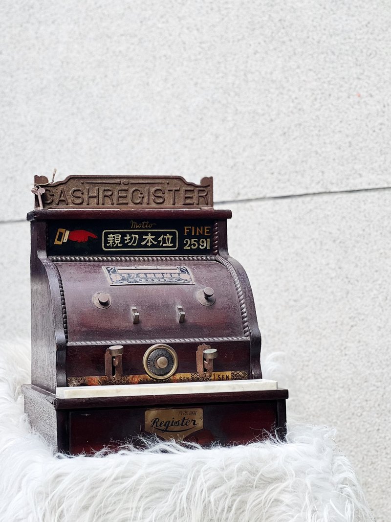 1930s Showa period solid wood fortune cash register money register money organizer antique props - อื่นๆ - ไม้ สีนำ้ตาล