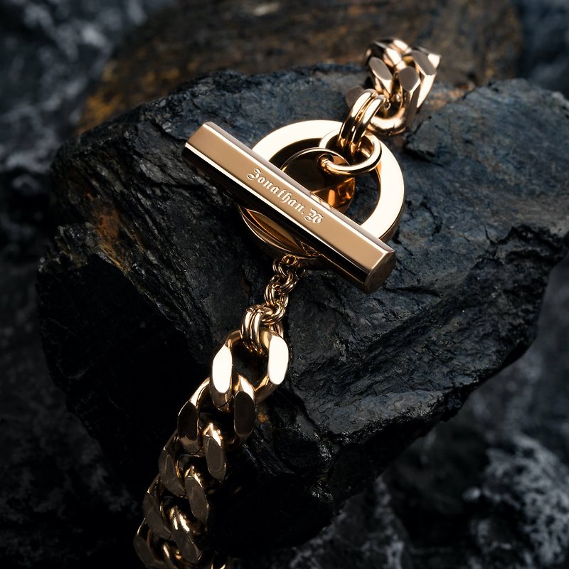 Crudo | The Love of Brooklyn Curb Chain Bracelet - Rose Gold - สร้อยข้อมือ - สแตนเลส สีทอง