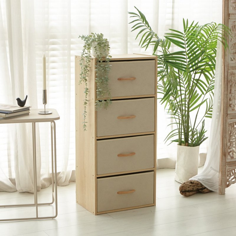 MIT Japanese simple four-layer drawer storage cabinet - กล่องเก็บของ - ไม้ สีทอง