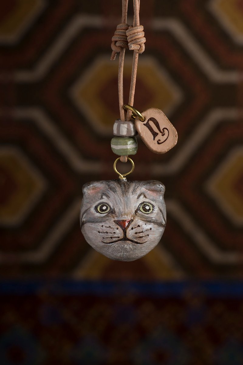 cow paper mache necklace - Chokers - Paper Gray