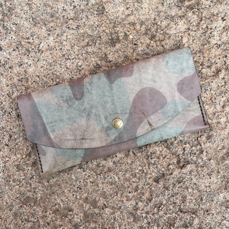 義大利霧蠟迷彩薄薄輕便無印簡約長夾-經典軍綠 - 錢包/皮夾/長短夾 - 真皮 綠色