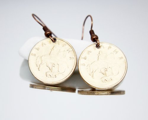 CoinsRingsUkraine Coin Drop Earrings Mini Coin Earrings Ancient Coin Jewelry Tiny Coin Earrings