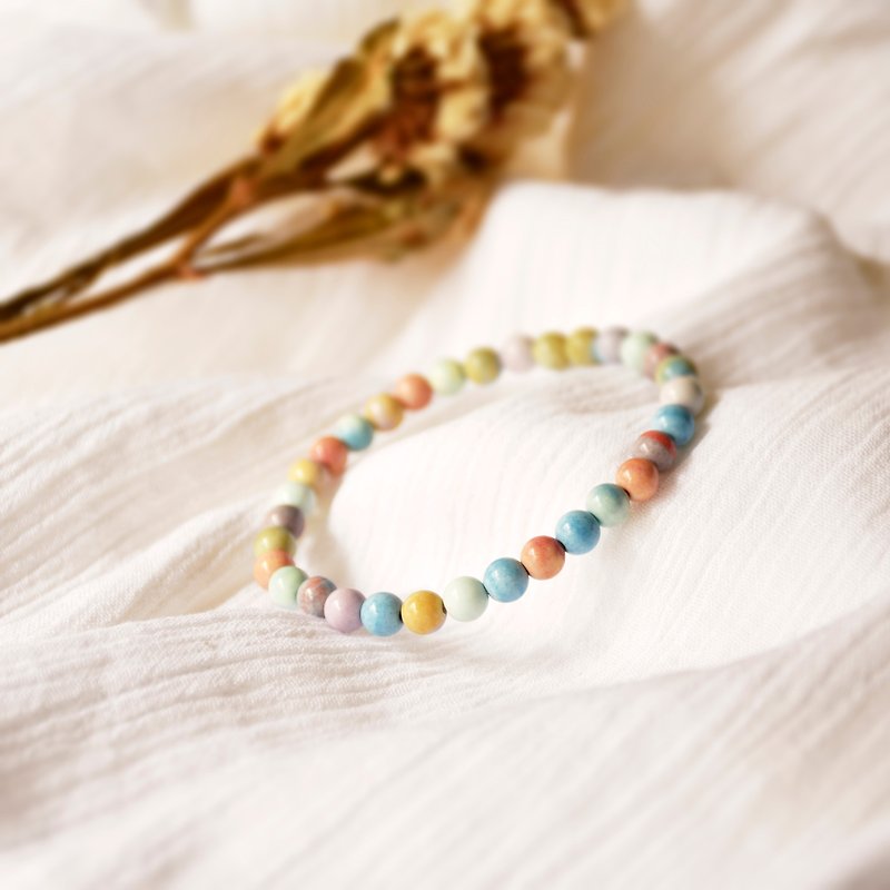 Handmade natural colourful Alashan rocks bracelet - Bracelets - Crystal Multicolor