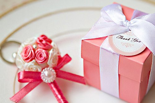 幸福朵朵 婚禮小物 花束禮物 Pink粉紅盒裝傳遞幸福(祝福快嫁)捧花鑰匙圈 送伴娘 閨蜜 來店禮