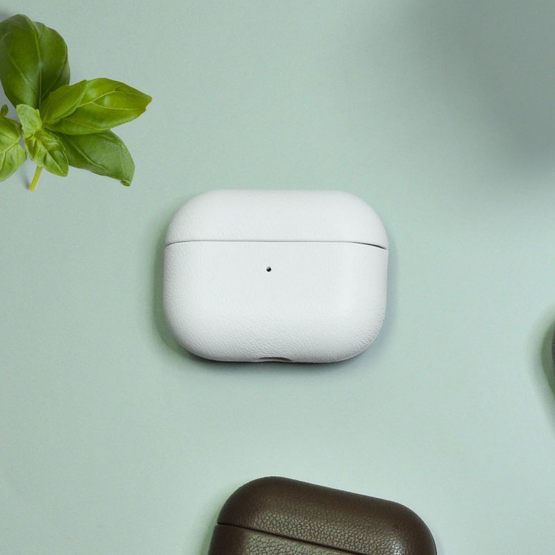 AirPods 3/4/Pro/Pro2 真皮 耳機保護殼 White 純白 白色 客製化 - 耳機/藍牙耳機 - 真皮 白色