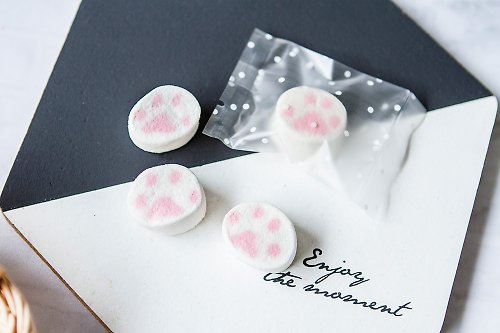 幸福朵朵 婚禮小物 花束禮物 點點磨砂袋裝－貓掌棉花糖單入 | 送客喜糖 生日分享 candybar