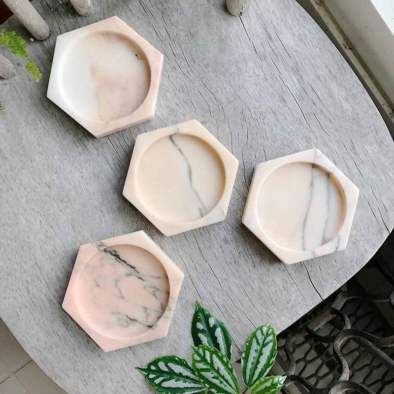 LAST ONE 【Powdered Aurora Hexagon Small Plate】 Marble Home Decor Ornament Plate - Small Plates & Saucers - Stone Pink