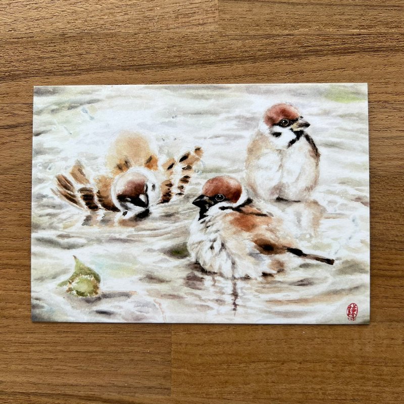 Postcard from Water Bath Bird - การ์ด/โปสการ์ด - กระดาษ หลากหลายสี