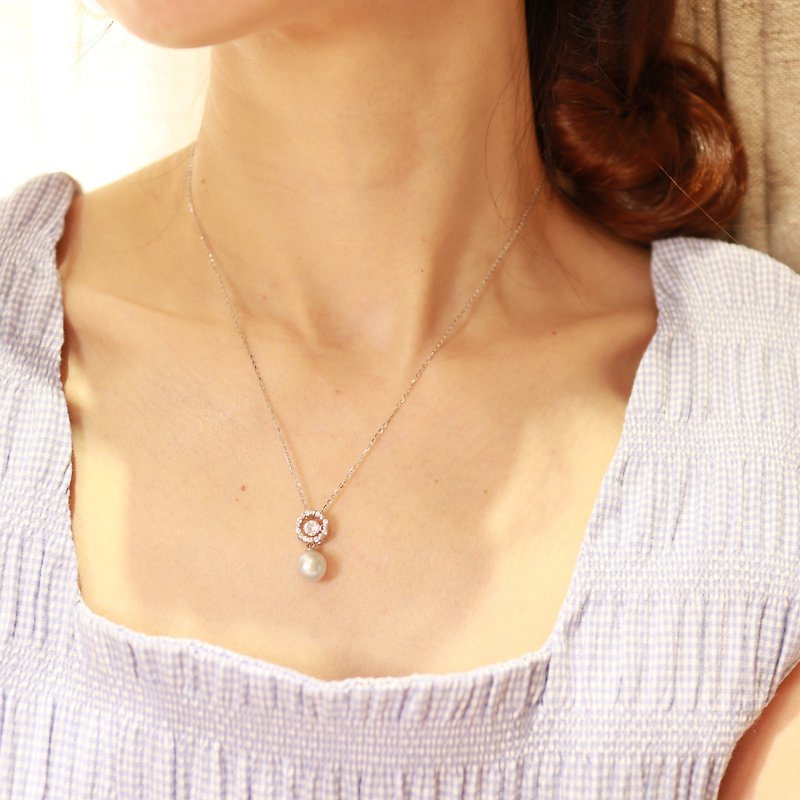 [Sunset] Linen Seawater Pearl Necklace | Pearl of Sighs - Necklaces - Pearl 