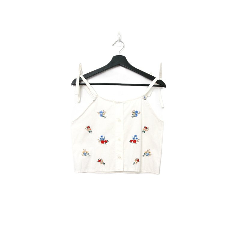 Back to Green-再製綁帶刺繡 繽紛花束 花朵sv-30/ vintage vest - 背心/無袖上衣 - 棉．麻 