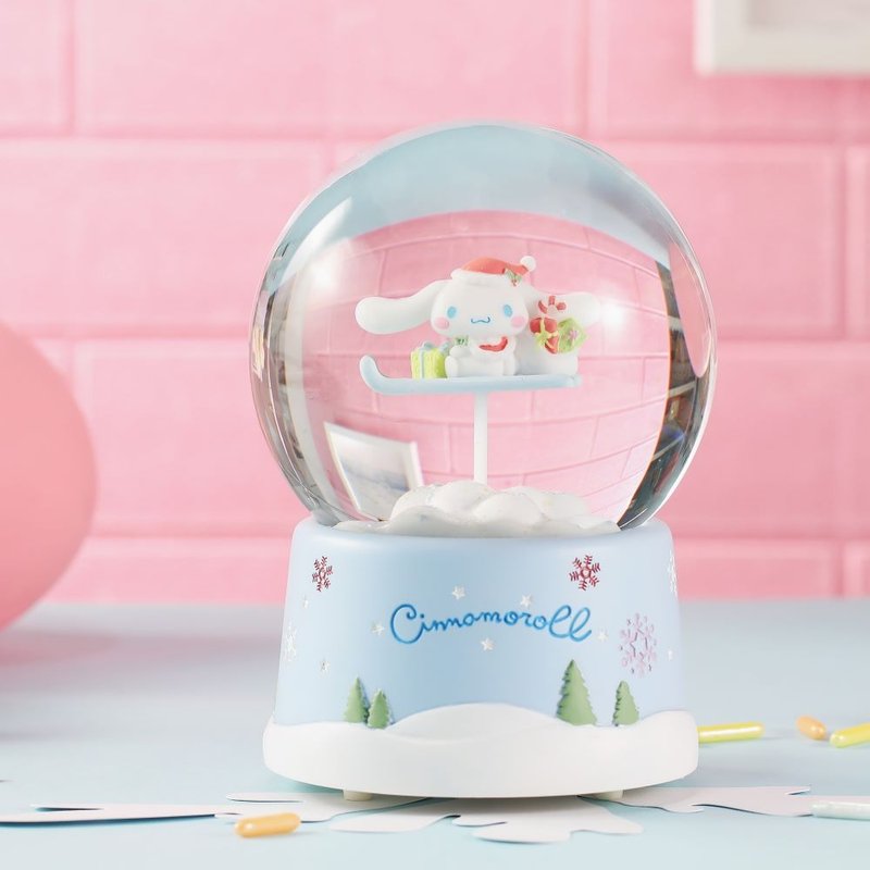 Big-eared dog flying sled crystal ball music box - ของวางตกแต่ง - แก้ว 