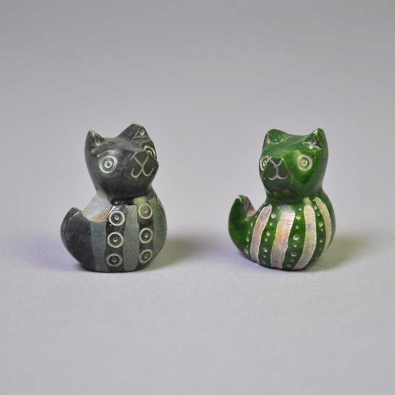 温かいソープ石シリーズ-エレガントな猫-フェアトレード - 置物 - 石 多色