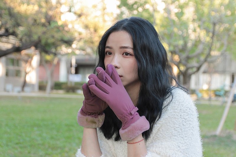 Butterfly gloves-windproof slightly waterproof touch screen-warm, cold, bri - Gloves & Mittens - Polyester Purple