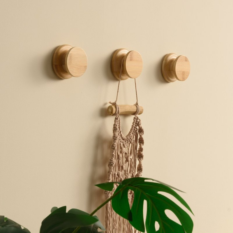 【Gudee】RAN Adhesive Hook Wall Hook - ตะขอที่แขวน - ไม้ไผ่ สีนำ้ตาล