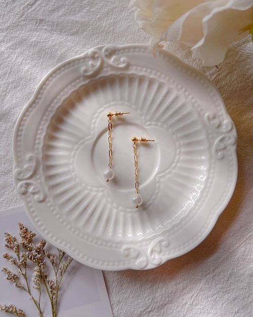 G.M. Urea Pearl Kalevala 垂墜式耳環 純銀抗敏耳針 可改夾式 珍珠飾品 珍珠耳環