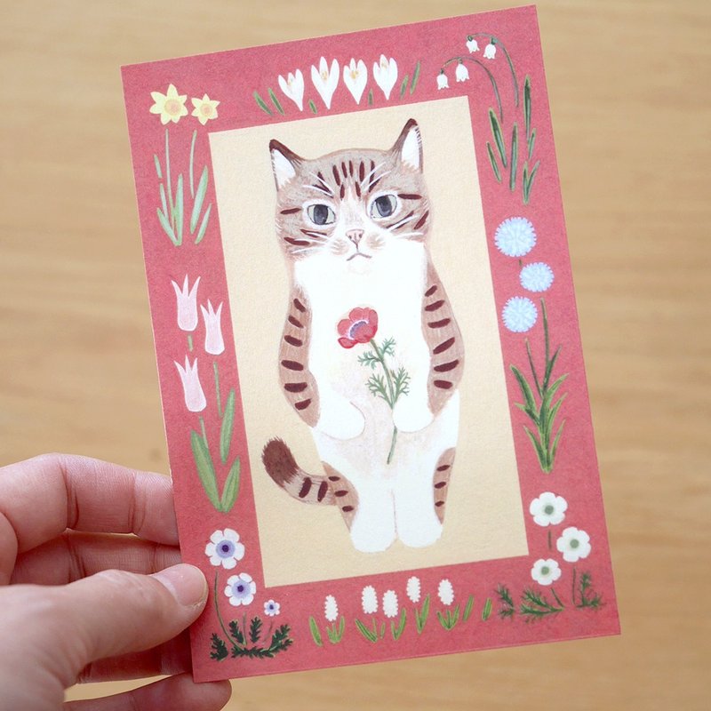ポストカード　絵本の中の猫　#8 キジ白 - 卡片/明信片 - 紙 