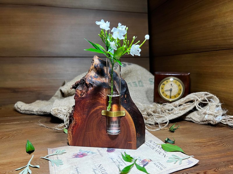 Rock Selection- Mahogany Planting. Flower Vessel. Pen Holder - Plants - Wood Brown