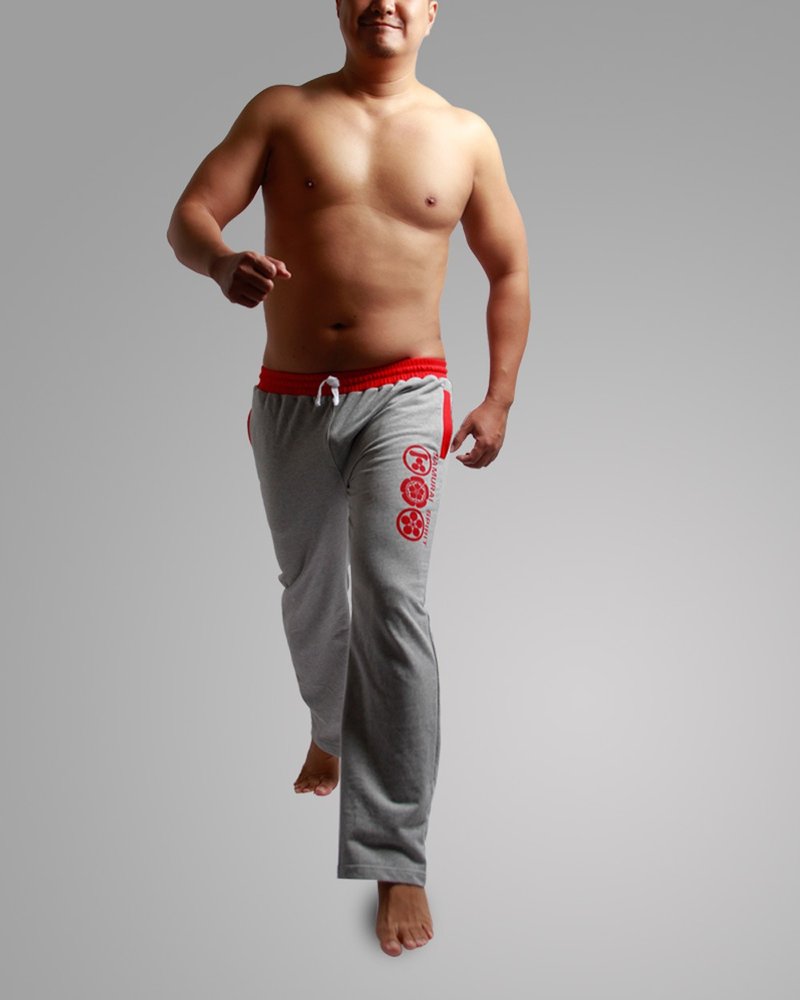 抽繩棉長褲-日本家徽 (灰) - 男長褲/休閒褲 - 棉．麻 灰色