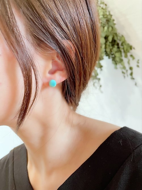 かさい Arizona Blue Turquoise Stud-earring