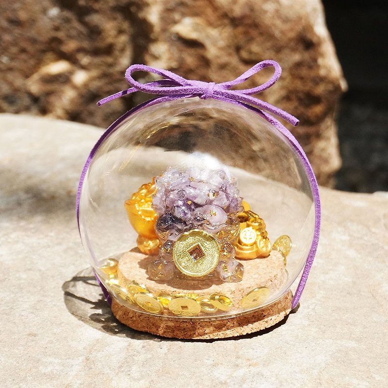 Hourrae水晶玻璃球 玻璃罩 招財貔貅玻璃球 禮物-紫水晶 - 擺飾/家飾品 - 玻璃 紫色