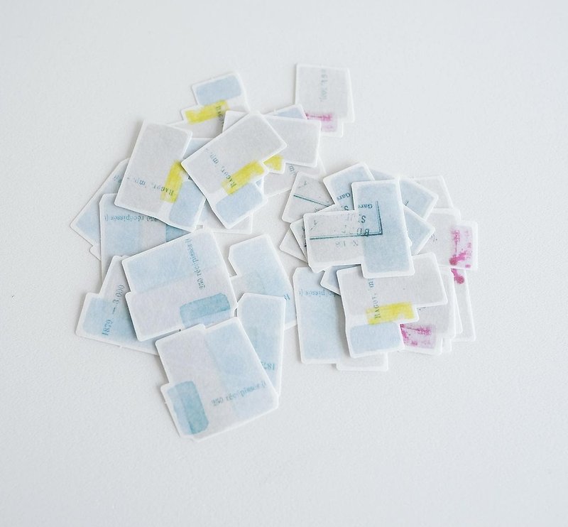 YOHAKU Styling Sticker F-006 Pocket Material Pocket Book Handmade Japanese Stationery - Stickers - Paper Blue