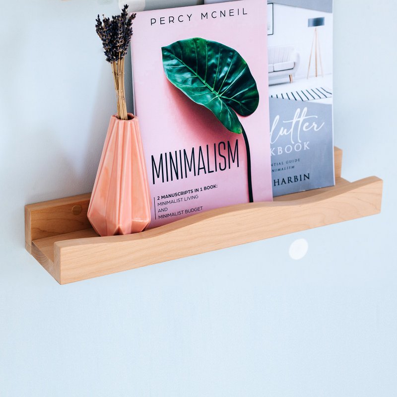 Floating Ledge Shelf, Wavy Shelf, Wooden Floating Shelf, Shelf with Curved Ledge - 書架/書擋 - 木頭 