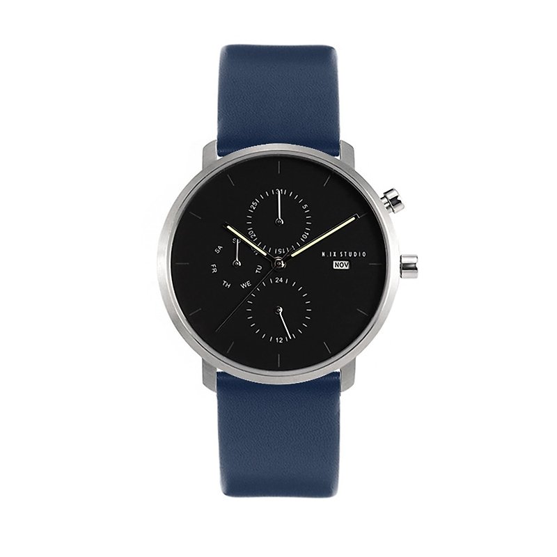 นาฬิกาข้อมือ Minimal Style : MONOCHROME CLASSIC - ONYX/LEATHER (Blue) - นาฬิกาผู้หญิง - หนังแท้ สีน้ำเงิน