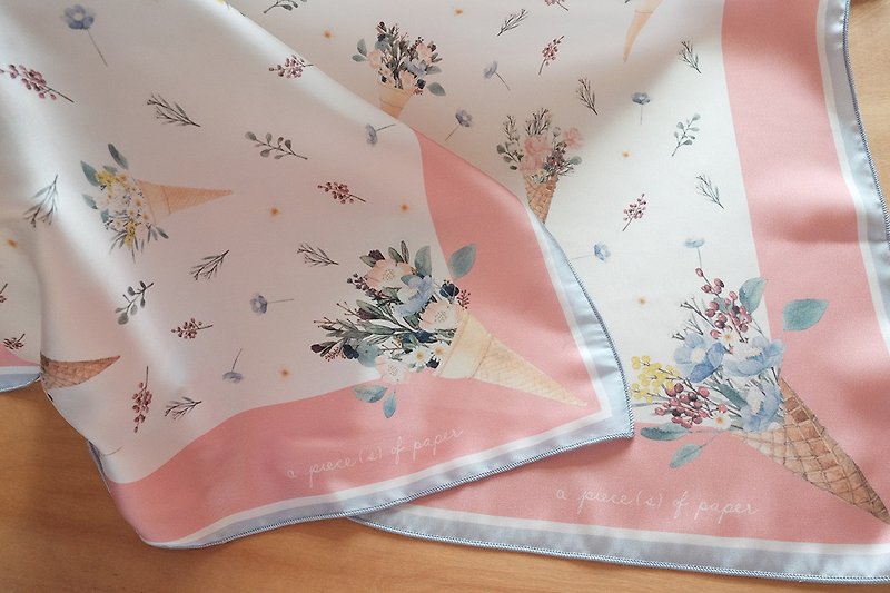 SCARF : Flower Cones (white) - Scarves - Polyester Pink