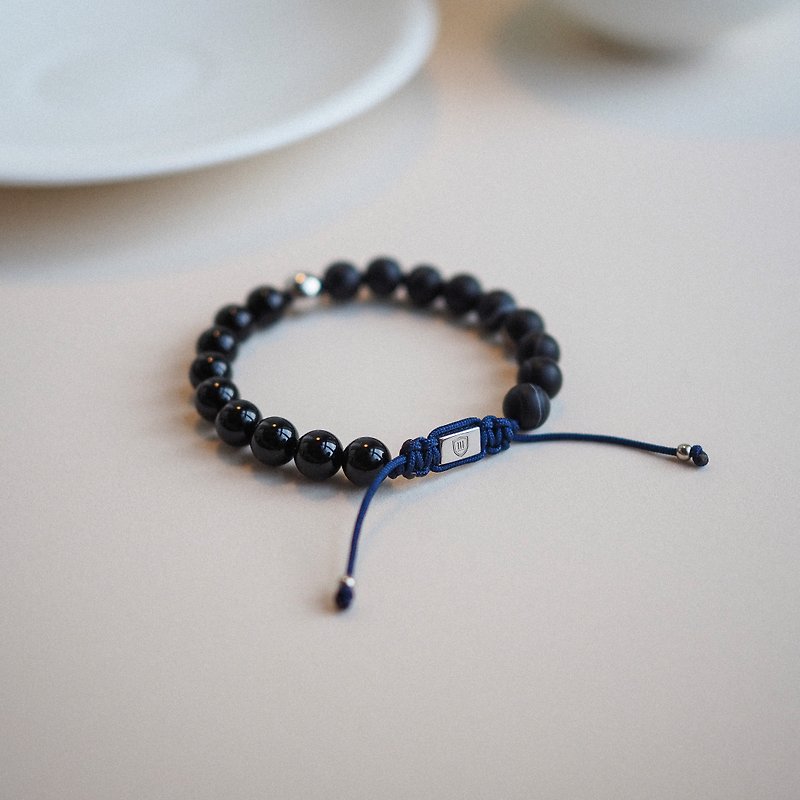 COLUMN Collective / Matte Botswana Agate & Black Onyx / 8mm - Bracelets - Gemstone Blue