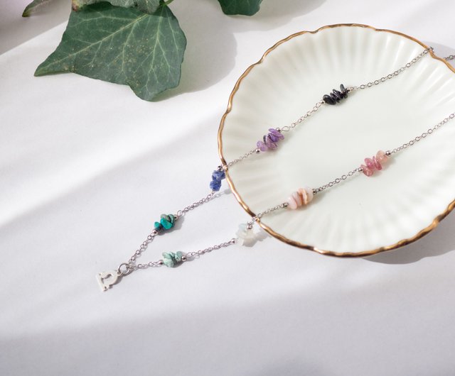 Libra 925 silver necklace, raw sodalite, malachite, charoite, tourmaline  jewelry - Shop SilverStonesStars Necklaces - Pinkoi