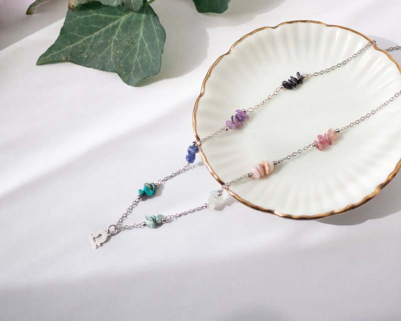 Libra 925 silver necklace, raw sodalite, malachite, charoite, tourmaline jewelry - สร้อยคอ - เครื่องเพชรพลอย หลากหลายสี