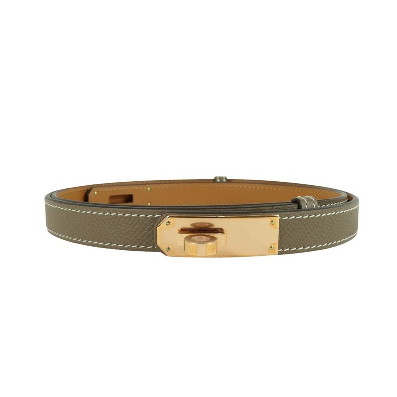 Hermes Kelly 18 Turnlock Belt Vaux Epson Leather Etoupe Color Gold Hardware - 01449 - Belts - Genuine Leather Khaki