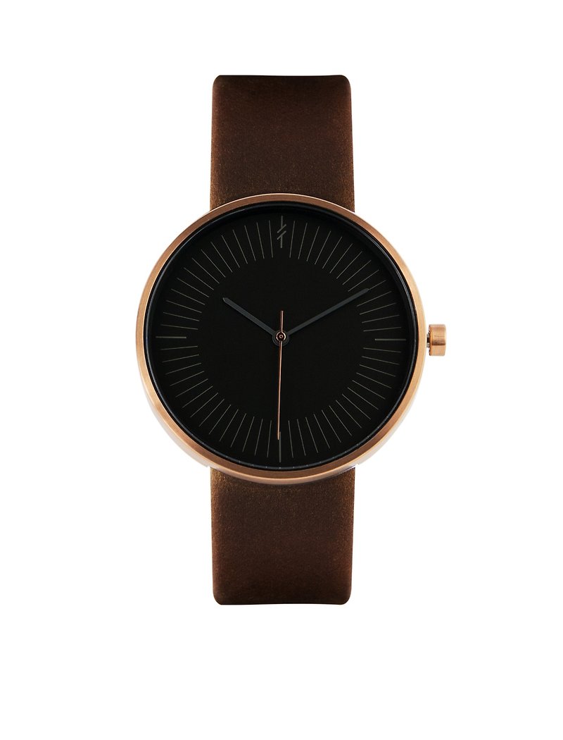 シンプルな琥珀色の茶色の時計 - 腕時計 ユニセックス - ステンレススチール ゴールド