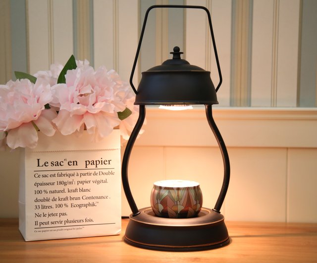 Black Hurricane Lantern Candle Warmer